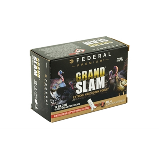 Picture of Federal Grandslam Turkey Shotshell W/ Flight Control Flex Wad 12 GA 3" 4De 1-3/4"Oz 4 10 Rnd Per Box PFCX157F 4 604544631807