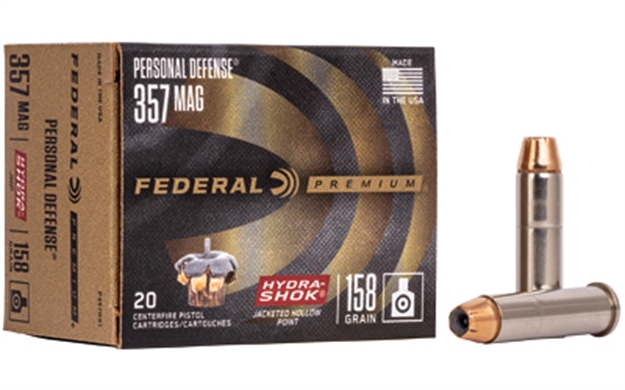 Picture of  Federal P357hs1 Premium Personal Defense 357Mag 158Gr Hydra-Shok Jacketed Hollow Point 20 Per Box/25 Case 029465085421