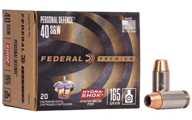 Picture of Federal P40hs3 Premium Personal Defense 40S&W 165Gr Hydra-Shok Jacketed Hollow Point 20 Per Box/25 Case 029465089467 -