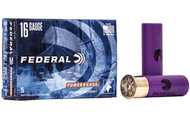 Picture of Federal F1641b Power-Shok Magnum 16Gauge 2.75" 12Pellets 1 3/16Oz 1Buckshot 5 Per Box/50 Case F164 1B 029465009786