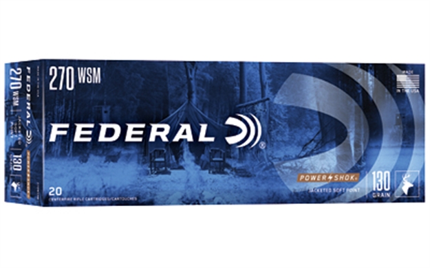 Picture of Federal Power-Shok Rifle Ammo 270 Wsm, Sp, 130 Grains, 3250 Fps, 20, Boxed 029465097271