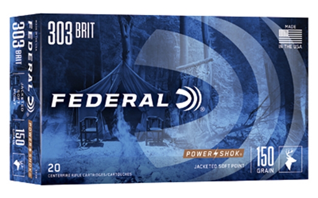 Picture of Federal Power-Shok Rifle Ammo 303 Brit, Sp, 150 Grains, 2690 Fps, 20, Boxed 303B
