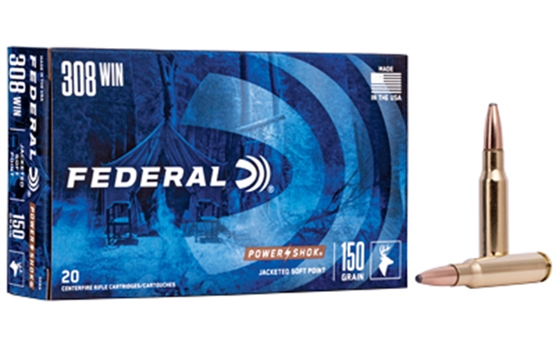 Picture of Federal 308A Power-Shok  308Win 150Gr Jacketed Soft Point 20 Per Box/10 Case 029465084745 -