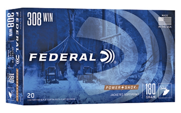 Picture of Federal 308B Power-Shok  308Win 180Gr Jacketed Soft Point 20 Per Box/10 Case 029465084752 -