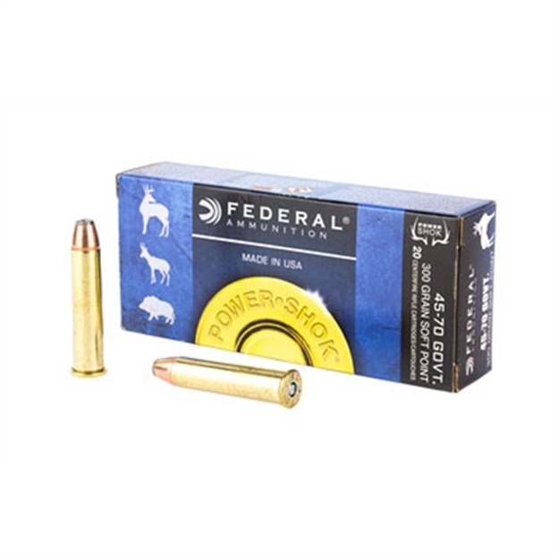 Picture of Federal Power-Shok Rifle Ammo 45-70 Govt, Speer Hot-Cor Hp, 300 Grains, 1850 Fps, 20, Boxed 029465091439 -
