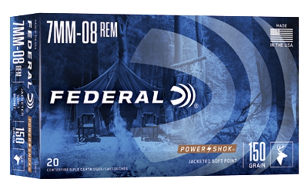 Picture of Federal Power-Shok Rifle Ammo 7Mm-08 Rem, Speer Hot-Cor Sp, 150 Grains, 2650 Fps, 20, Boxed 029465091569