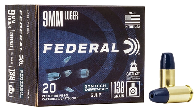 Picture of  Federal S9sjt2 Syntech Defense 9Mmluger 138Gr Segmented Jacketed Hollow Point 50 Per Box/10 Case