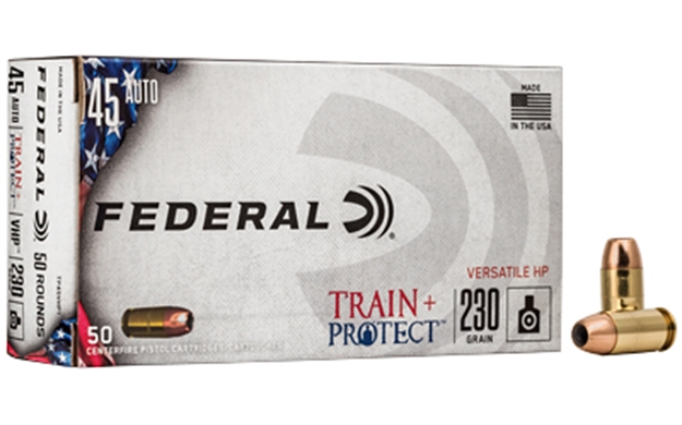 Picture of Federal Train + Protect Pistol Ammo, 45 Auto 230 GR Vhp 50 CT TP45VHP1 604544627305