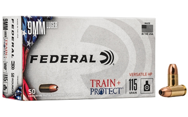 Picture of  Federal Tp9vhp1 Train + Protect  9Mmluger 115Gr Versatile Hollow Point 50 Per Box/10 Case
