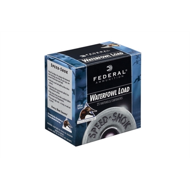 Picture of Federal Speed-Shok Waterfowl Shotshell 12 Ga, 2-3/4 In, No. 4, 1-1/8 Oz, 3.76 Dr, 1375 Fps, 25 Rnd Per Box
