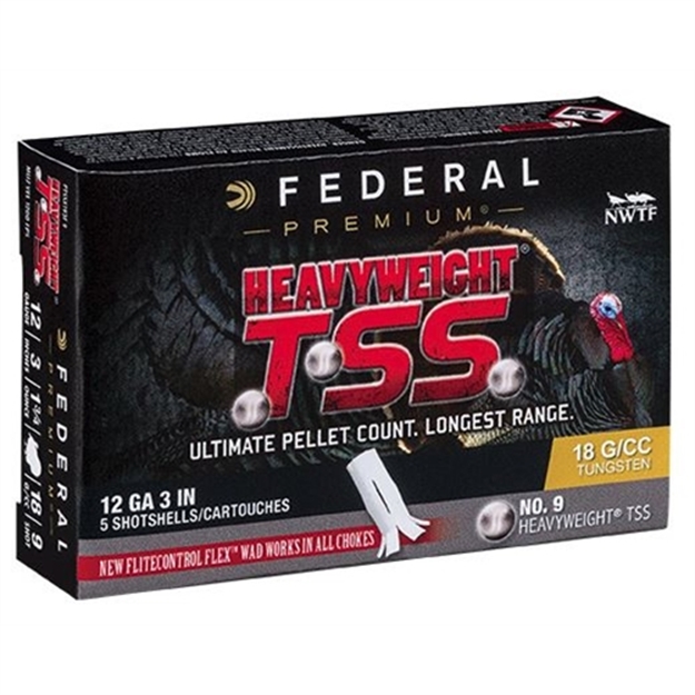 Picture of Federal Ptssx193f9 Premium Turkey Heavyweight Tss 12Gauge 3" 1 3/4Oz 9Shot 5 Per Box/50 Case PTSSX193F 9