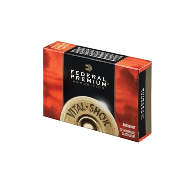 Picture of Federal Premium Vital-Shok Buckshot 12 Ga, 3 In, 4B, 41 Pellets, 1100 Fps, 5 Rounds, Boxed P158 4B 029465001285