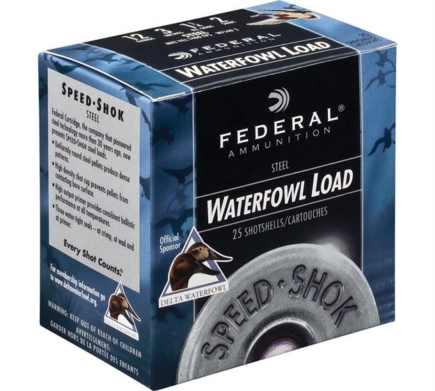 Picture of Federal Speed-Shok Waterfowl Shotshell 12 Ga, 3-1/2 In, No. 2, 1-1/2Oz, 4.84 Dr, 1500 Fps, 25 Rnd Per Box WF134 2 029465028008