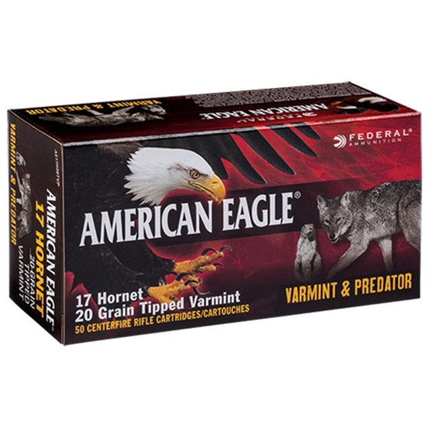 Picture of Federal American Eagle Rifle Ammo 17 Hornet 20Gr Tipped Varmint Varmint/Predator AE17H20TVP 604544618006