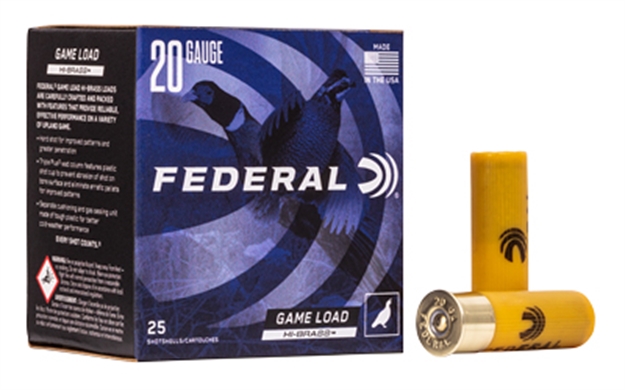 Picture of Federal Game-Shok Upland - Hi-Brass Shotshell 20 Ga, 2-3/4 In, No. 6, 1Oz, 2-3/4 Dr, 1220 Fps, 25 Rnd Per Box H204 6