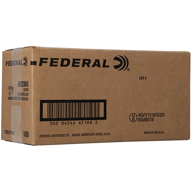 Picture of Federal American Eagle Rifle Ammo 223 Rem, Fmjbt, 55Gr, 3240 Fps, 1,000 Rnds Loose Box AE223BKX 604544671889