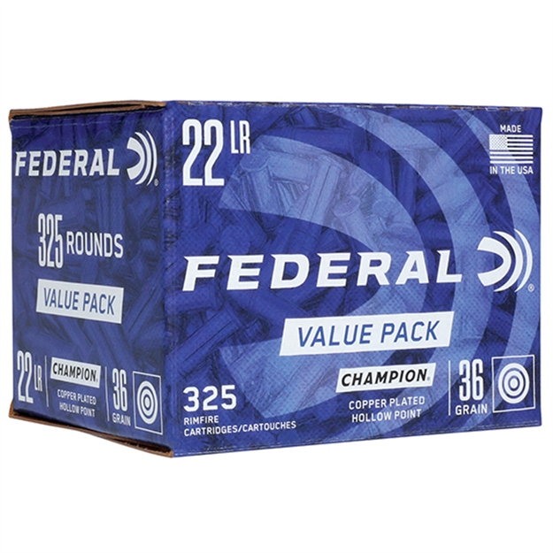 Picture of Federal Cartridge/Vista Champion Rimfire Rifle Ammo 22 Lr, Copper Plated Hp, 36 Gr, 1260 Fps, 325 Rnd Box 725