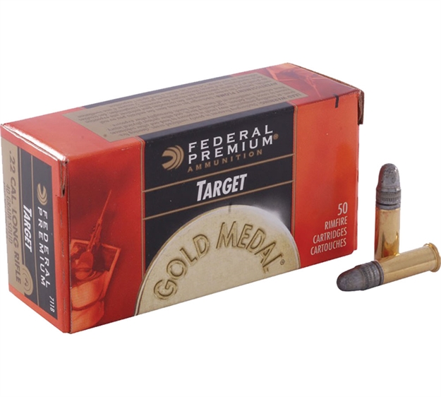Picture of Federal Gold Medal Target Rimfire Ammo 22 Lr, Solid, 40 Grains, 1080 Fps, 50 Rounds, Boxed 711B 029465057107