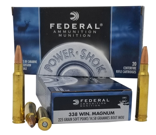 Picture of Federal 338Esc Power-Shok  338 Win Mag 225 GR Soft Point (Sp) 20 Bx/ 10 CS