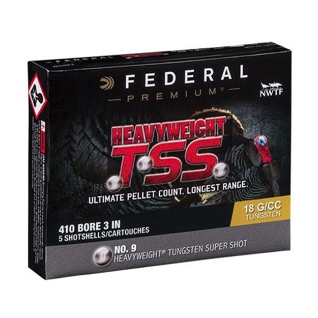 Picture of Federal Heavyweight Tss Turkey Shotshell 410 3" 13/16Oz 9 (No Flitecontrol Flex) 5 Rnd Per Box PTSS419F 9