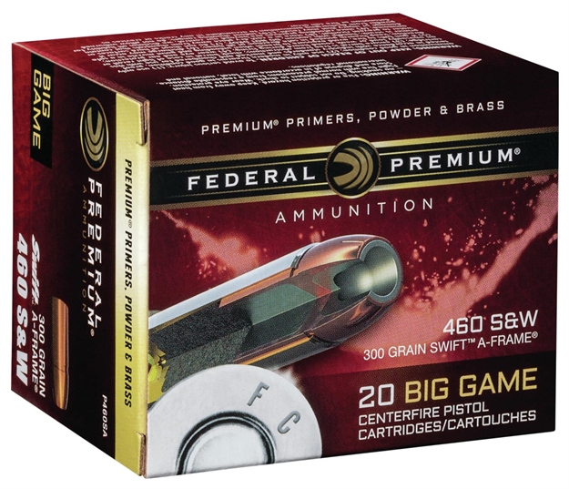 Picture of Federal Premium Vital-Shok Pistol Ammo 460 S&W, Swift A-Frame, 300 Gr, 1750 Fps, 20 Rnd, Boxed 029465061159