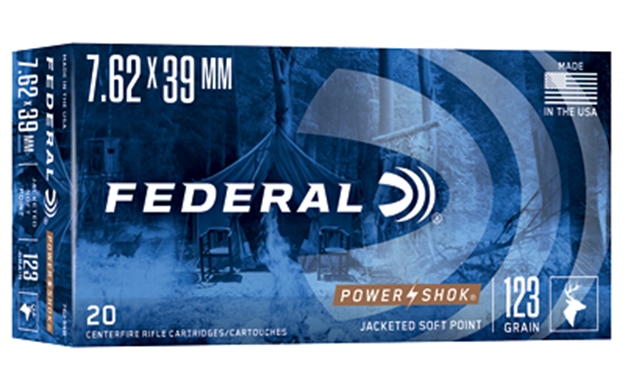 Picture of Federal 76239B Power-Shok  7.62X39mm 123Gr Jacketed Soft Point 20 Per Box/10 Case 029465085285 -