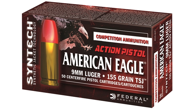 Picture of  Federal Ae9sjap1 American Eagle Syntech Action Pistol  9Mmluger 150Gr Total Syntech Jacket Flat Nose 50 Per Box/10 Case