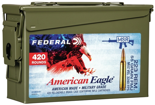 Picture of Federal Ae223bk420ac1 American Eagle Training 223 Rem 55 GR Full Metal Jacket Boat Tail (Fmjbt) 420 Bx/ 1 CS (Can)