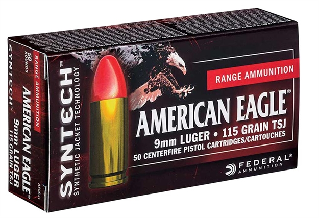 Picture of  Federal Ae40sj1 American Eagle Syntech Range  40S&W 165Gr Total Syntech Jacket Flat Nose 50 Per Box/10 Case