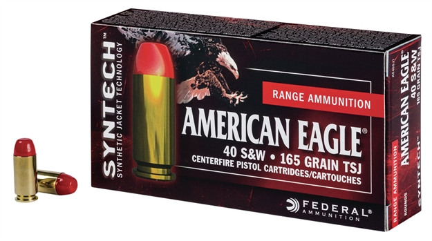 Picture of Federal Ae40sj1200 American Eagle Syntech 
40 Smith & Wesson (S&W) 165 GR Total Synthetic Jacket Flat Nose 200 Bx/ 5 CS