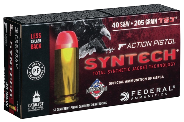 Picture of  Federal Ae40sjap1 American Eagle Syntech Action Pistol  40S&W 205Gr Total Syntech Jacket Flat Nose 50 Per Box/10 Case
