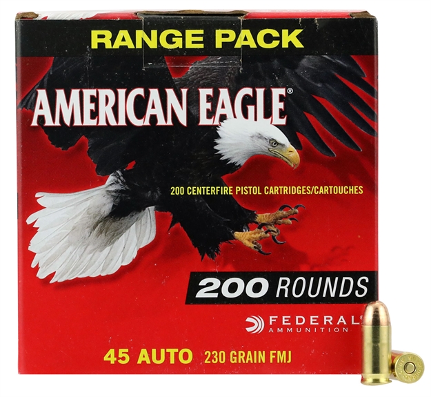 Picture of Federal Ae45a200 American Eagle Handgun 
45 Automatic Colt Pistol (Acp) 230 GR Full Metal Jacket 200 Bx/ 5 CS