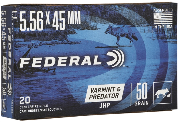 Picture of  Federal Ae556g American Eagle Varmint & Predator 5.56X45mm Nato 50 GR Jacketed Hollow Point (Jhp) 20 Per Box/25 CS