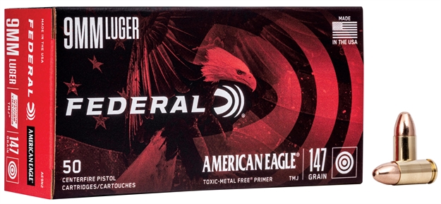 Picture of  Federal Ae9n2 American Eagle Indoor Range Training 9Mmluger 147Gr Total Metal Jacket 50 Per Box/20 Case 029465093549