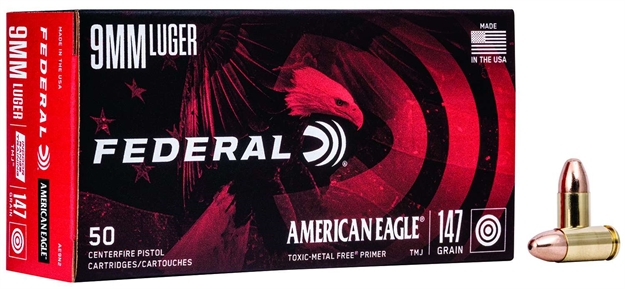 Picture of  Federal Ae9n2 American Eagle Indoor Range Training 9Mmluger 147Gr Total Metal Jacket 50 Per Box/20 Case 029465093549