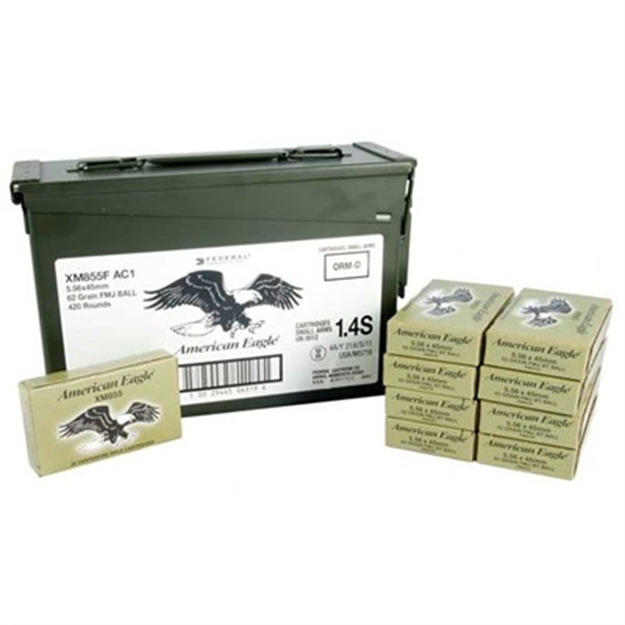 Picture of Federal Ammo 5.56 Nato 62Gr Fmj 420Rds/Can Fedxm855fac1