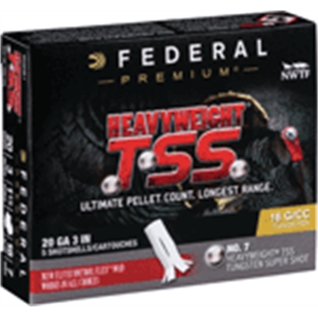 Picture of Federal Heavyweight Tss 20Ga 3" 1-1/2Oz #7 5Rd 10Bx/Cs PTSSX259F7