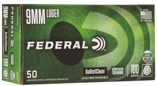 Picture of  Federal Bc9nt3 Ballisticlean Reduced Hazard Training 9Mmluger 100Gr Lead Free Frangible 50 Per Box/20 Case