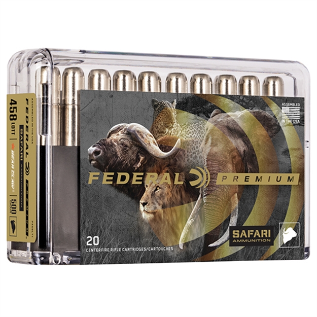 Picture of  Federal P458lt1 Premium Safari Cape-Shok 458 Lott 500 GR Trophy Bonded Bear Claw 20 Per Box/ 10 CS