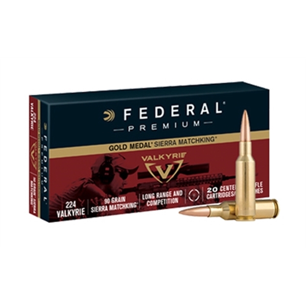 Picture of  Federal Gm224vlk1 Premium Gold Medal 224Valkyrie 90Gr Sierra Matchking Bthp 20 Per Box/10 Case 604544630275