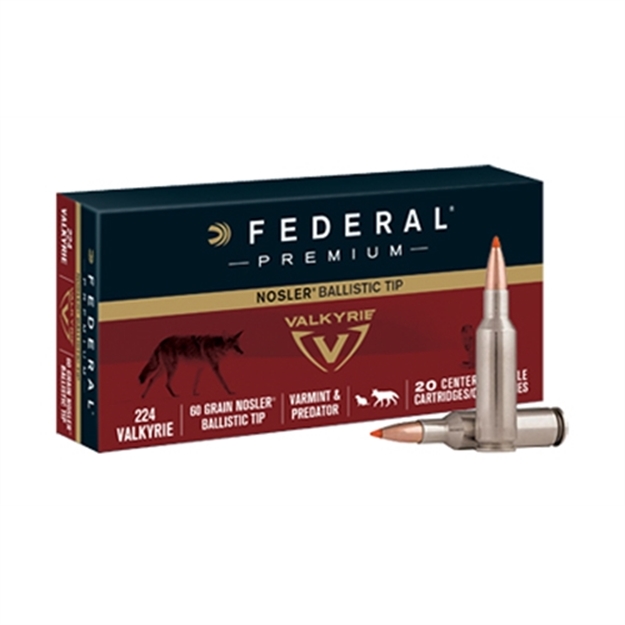 Picture of Federal Premuim Vital-Shok Rifle Ammo 224 Valkyrie, Nbt, 60 Grain 20 Rnd Per Box P224VLKBT1 604544630282