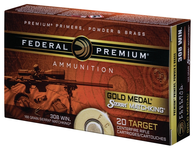 Picture of Federal Gm308mbag1 Gold Medal Sierra Matchking 308 Winchester/7.62 Nato 168 GR Sierra Matchking Bthp 16-20Rd Boxes & 4 Bags