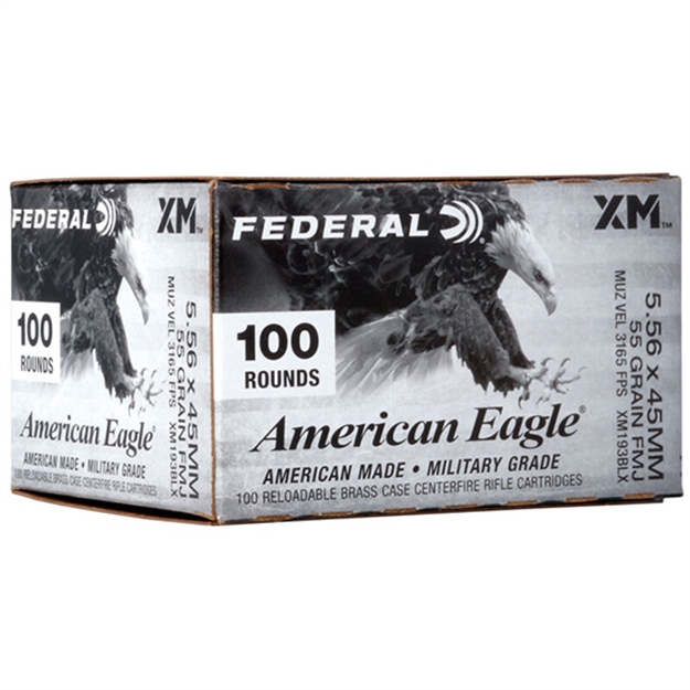 Picture of  Federal Xm193blx American Eagle American Eagle 5.56X45mm Nato 55 GR Full Metal Jacket Boat-Tail (Fmjbt) 100 Per Box/ 5 CS 604544671841