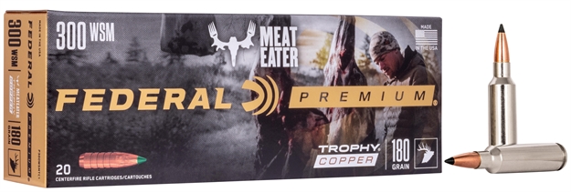 Picture of Federal Premium Trophy Copper Rifle Ammo 300 Wsm, T-Copper, 180 Grains, 2960 Fps, 20, Boxed 029465063559
