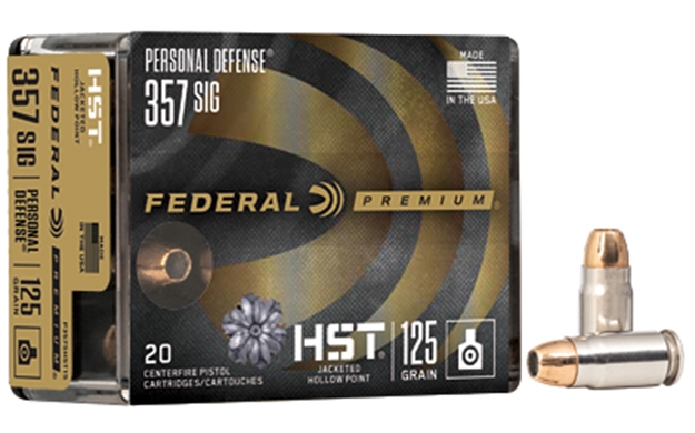 Picture of  Federal P357shst1s Premium Personal Defense 357Sig 125Gr Hst Jacketed Hollow Point 20 Per Box/10 Case 604544657463