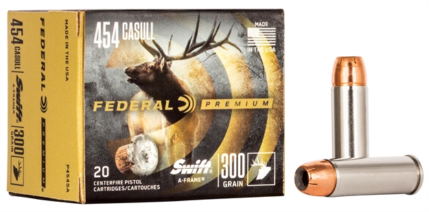 Picture of Federal Premium Vital-Shok Pistol Ammo 454 Casull, Swift A-Frame, 300 Gr, 1520 Fps, 20 Rnd, Boxed 029465061142