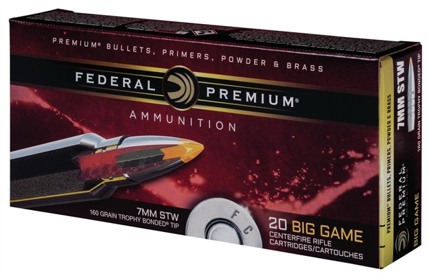 Picture of Federal P7stwtt1 Premium  
7Mm Shooting Times Westerner (Stw) 160 GR Trophy Bonded Tip 20 Bx/ 10 CS