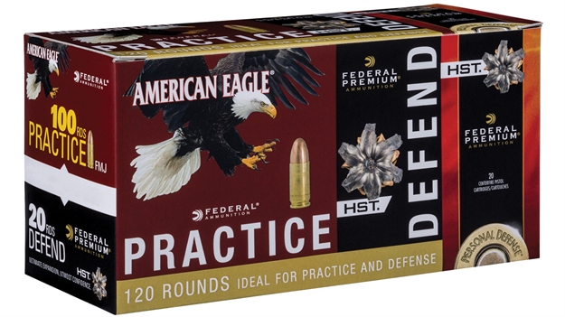 Picture of Federal Practice + Defend Pistol Ammo, 380 Auto 95Gr Fmj & 99Gr Hst Combo Pack