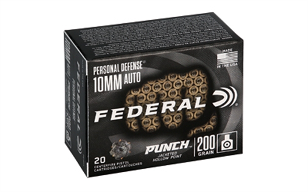 Picture of  Federal Pd10p1 Punch Personal Defense 10Mmauto 200Gr Jacketed Hollow Point 20 Per Box/10 Case