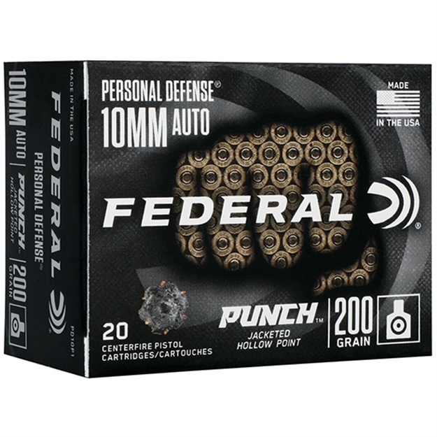 Picture of  Federal Pd10p1 Punch Personal Defense 10Mmauto 200Gr Jacketed Hollow Point 20 Per Box/10 Case